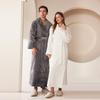 Plus Size Men's Autumn Winter Thicken Warm Flannel Robe Couple's Long Lace Up Bathrobe with Pockets