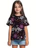 T-Shirt for Girls Halloween Cartoon Pumpkin Print Round Neck Short Sleeve Tops Fashion Girls Clothes Holiday Children's Clothing