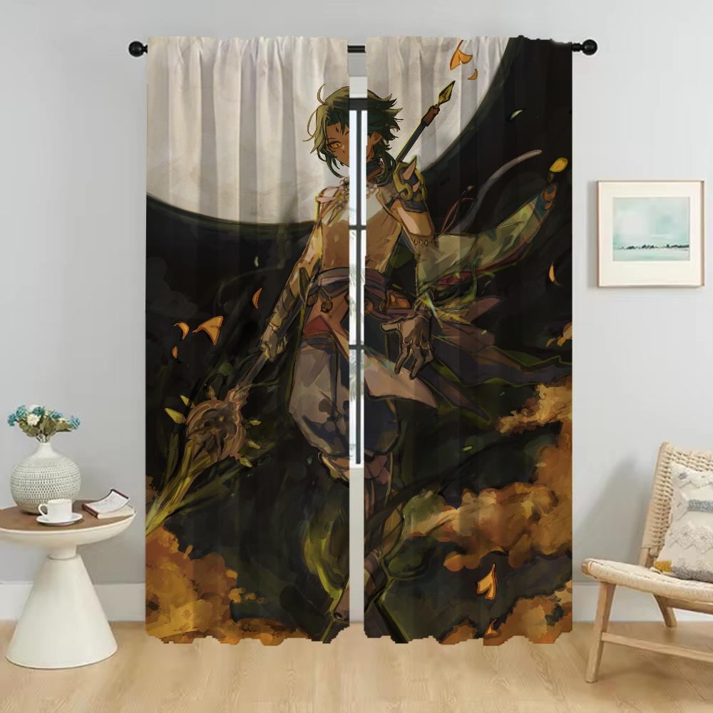 

Genshin Impact Blackout Curtains для Camera Shades Modern Living Room Curtains 2 Pieces Partition Tulle for Bedroom Curtain Home W50xH70cmx2pcs