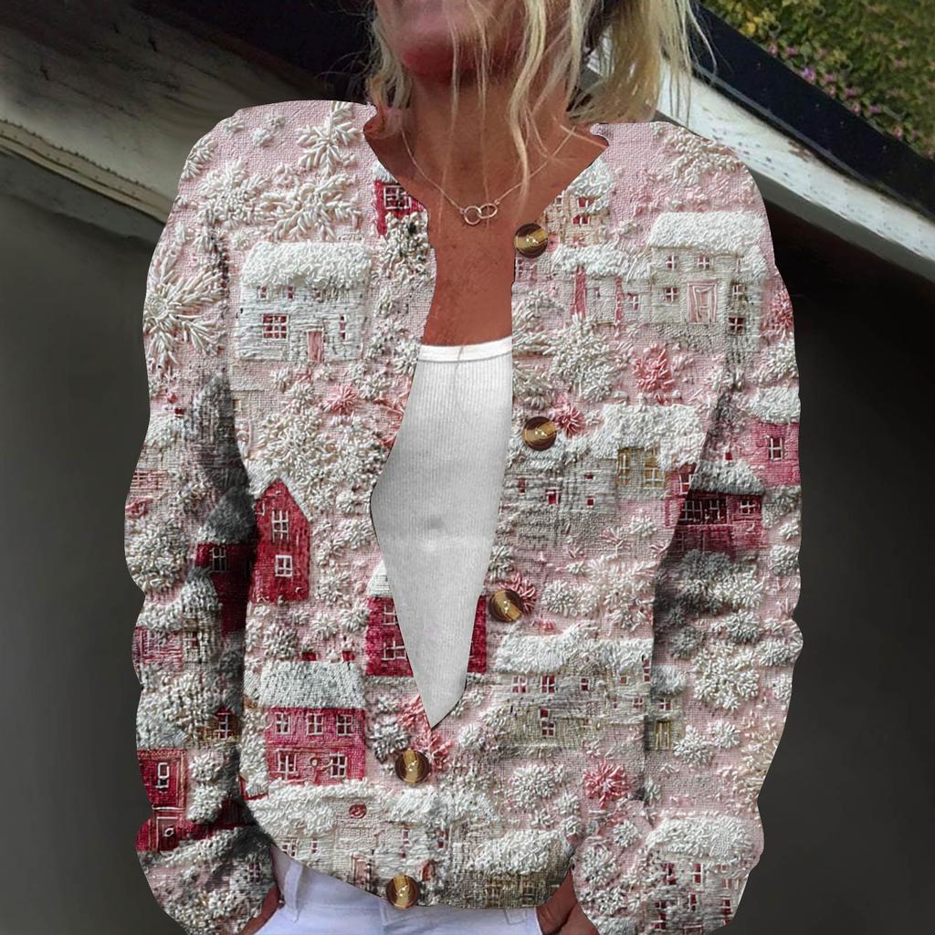 Langermet strikket cardigan-jakke med knapp ned for kvinner