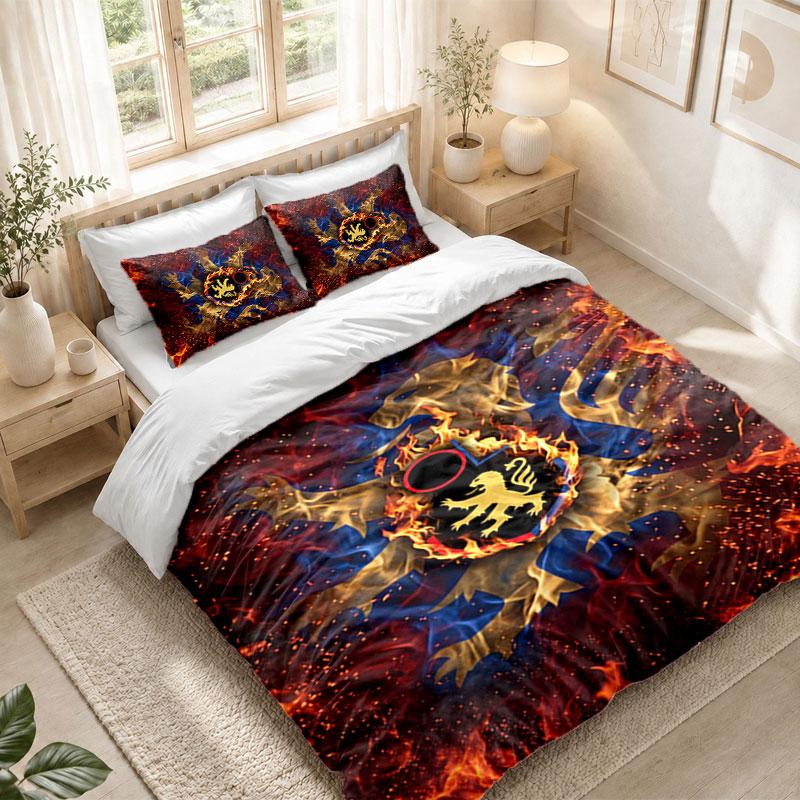 Bedding Set 1 Duvet Cover 2 Pillowcases Lyon FC Print Bedroom Home Decoration
