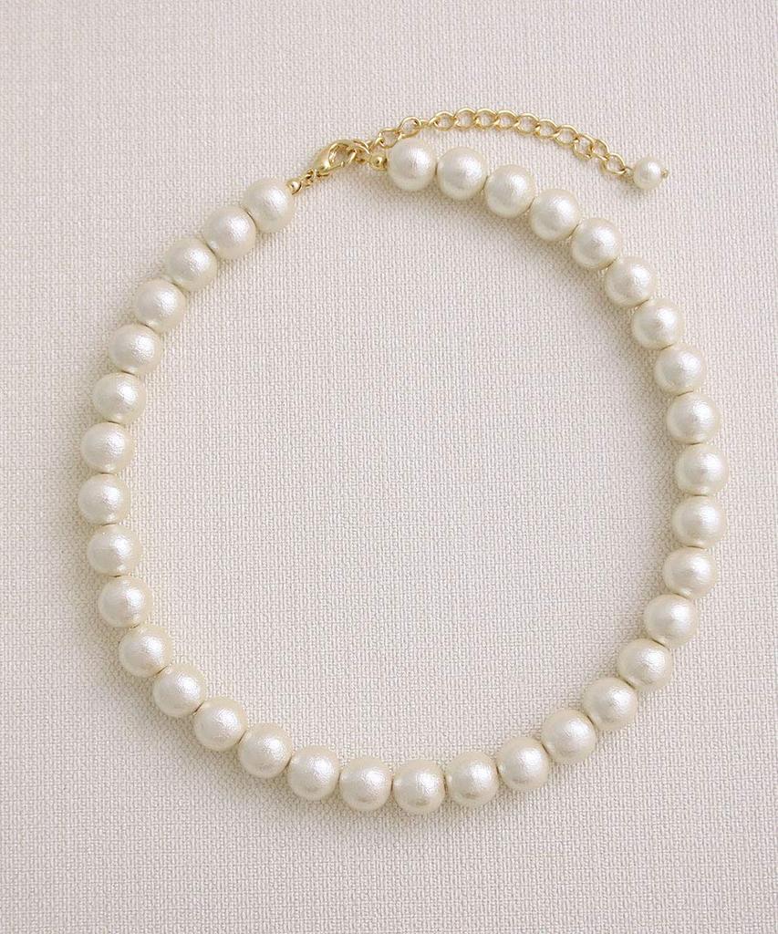 [VINGTAINE] VINGTAINE Necklace Cotton Pearl Short 10mm Choker Kiska C3268A White