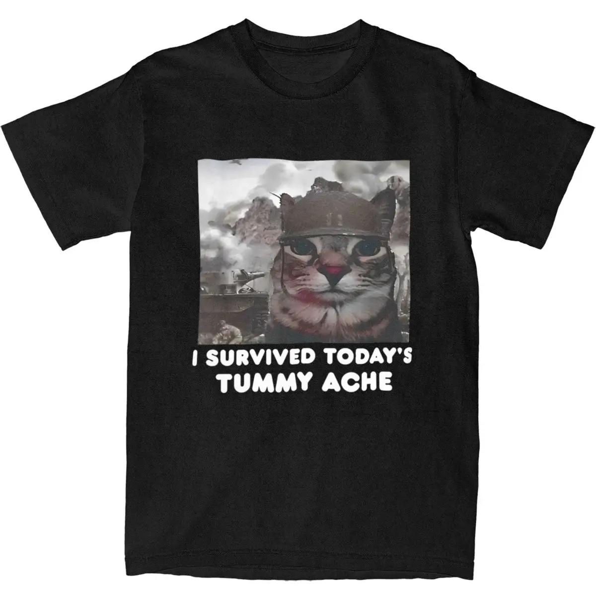 

I Survived Today s Tummy Ache T Shirt Harajuku T Shirts Short Sleeve Y2K Funny Tops Summer Cotton O Neck Oversize Tees S
