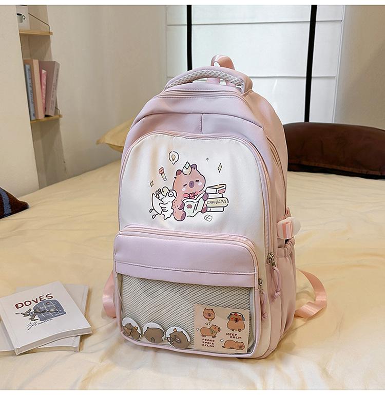 School bag high value cute cartoon kapibara - grade back large capacity