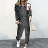 Female Crew Neck Long Sleeve Tunic And High Waist Straight Pants Two Piece Daily Casual Loungewear