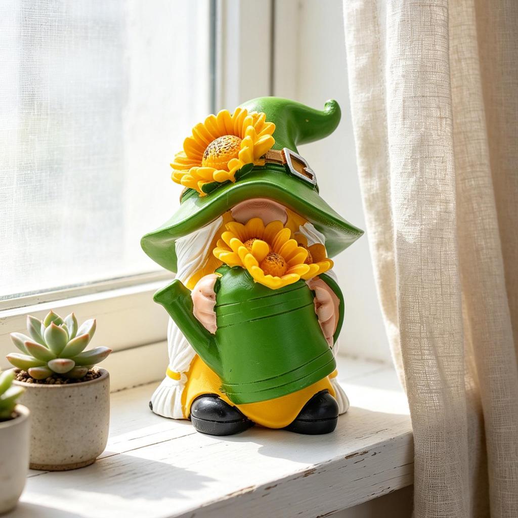 Resin Sunflower Dwarf Ornaments for Garden and Windowsill Decor