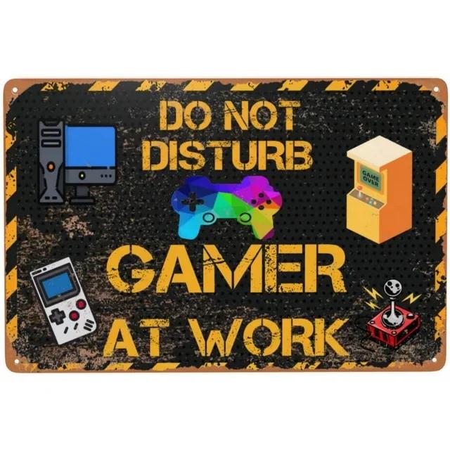 Retro Gamer At Work Metal Tin Sign Vintage Wall Art Poster for Game Room Café Garage Club Bar Pubs Iron