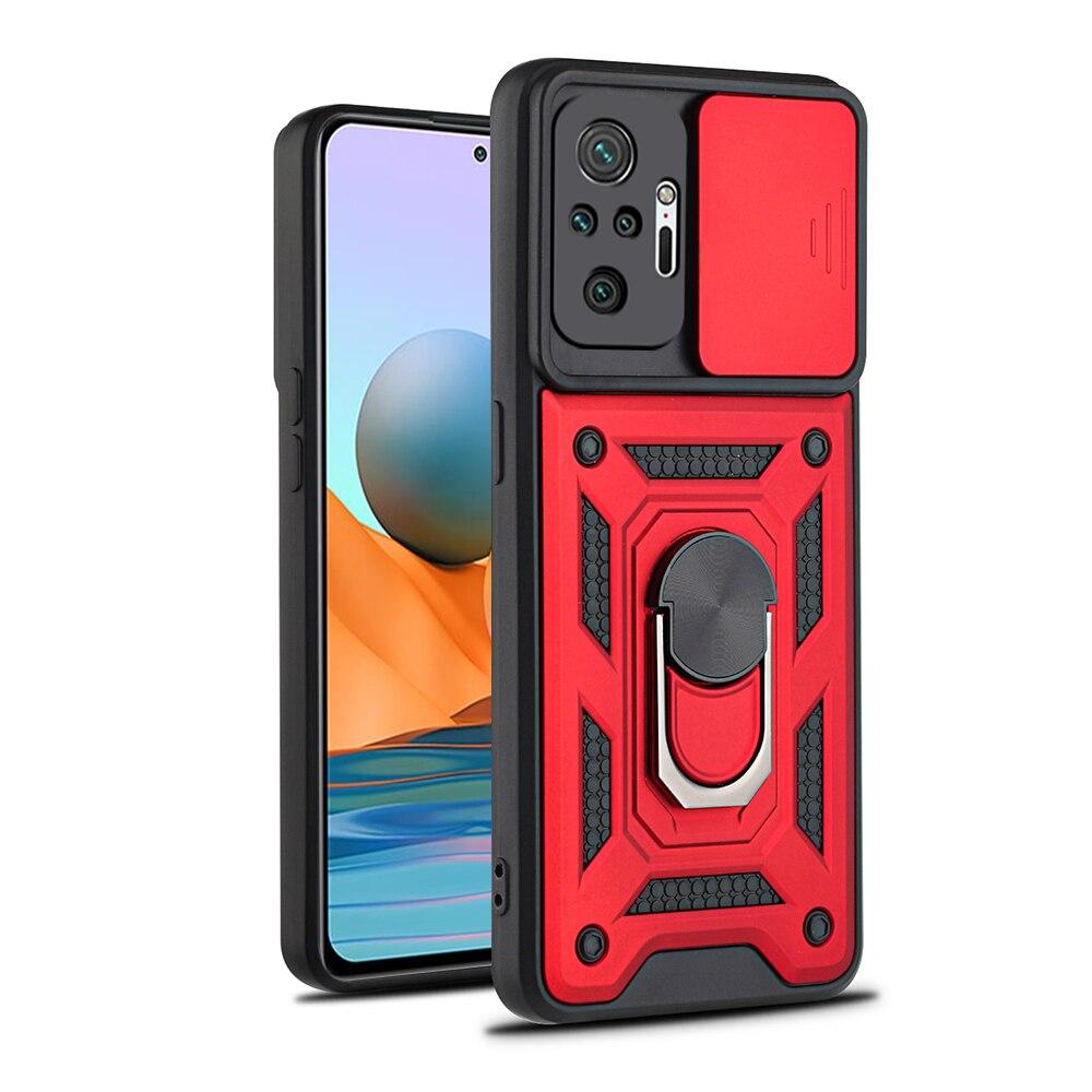 Sliding Camera Shockproof Case for Xiaomi Redmi Samsung Galaxy iPhone Huawei Honor OPPO VIVO Car Magnetic Mount Protection Ring Cover