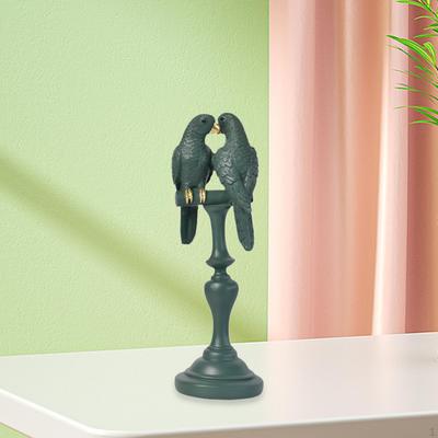 Ornament Papagal Cuplu Statuetă Pasăre Artizanat Drăguț din Rășină Figurine pentru Raft de Cărți Șemineu Birou