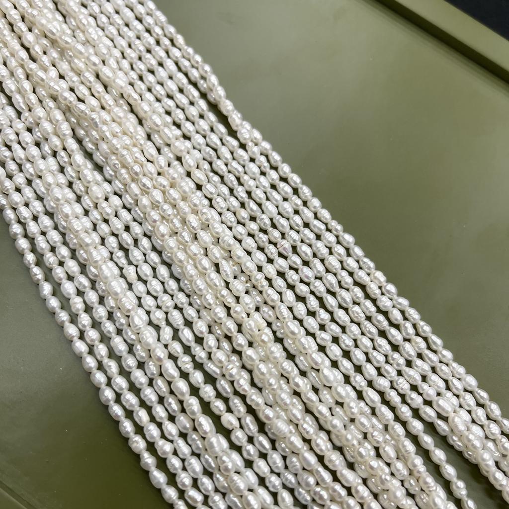 Natural White Rice Pearl Beads 2.8-3.2mm 36cm Small Irregular Loose Pearls For Beginner DIY Jewelry Making, Low Grade Cheap Practice Craft Pearls