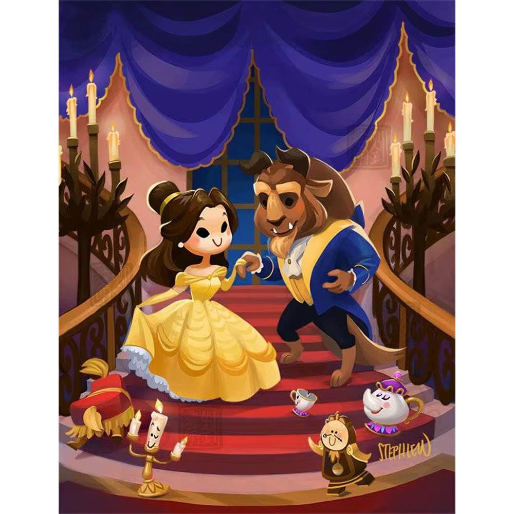 Disney Classic Princess Collection Q Version 5D Diamond Painting Full of Diamonds DIY Handmade Diamond Painting Cartoon Decorative Painting Kit