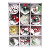 12 Pcs Clear Christmas Ball Ornaments 2.36" Shatterproof Plastic Hanging Xmas Tree Baubles Set with Stuffed Decorations for Holiday Party Home Decor
