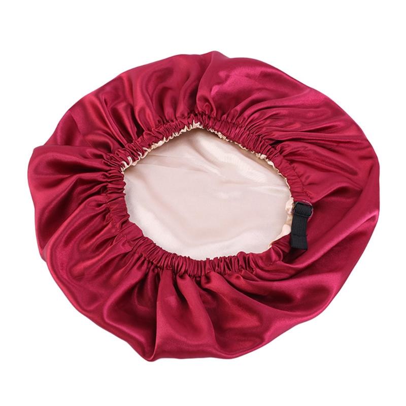 Satin Bonnet Beanie Hat Double Layers Satin Dome Cap for Head Wrap Cover with Neat Stitches Invisible Elastic Band