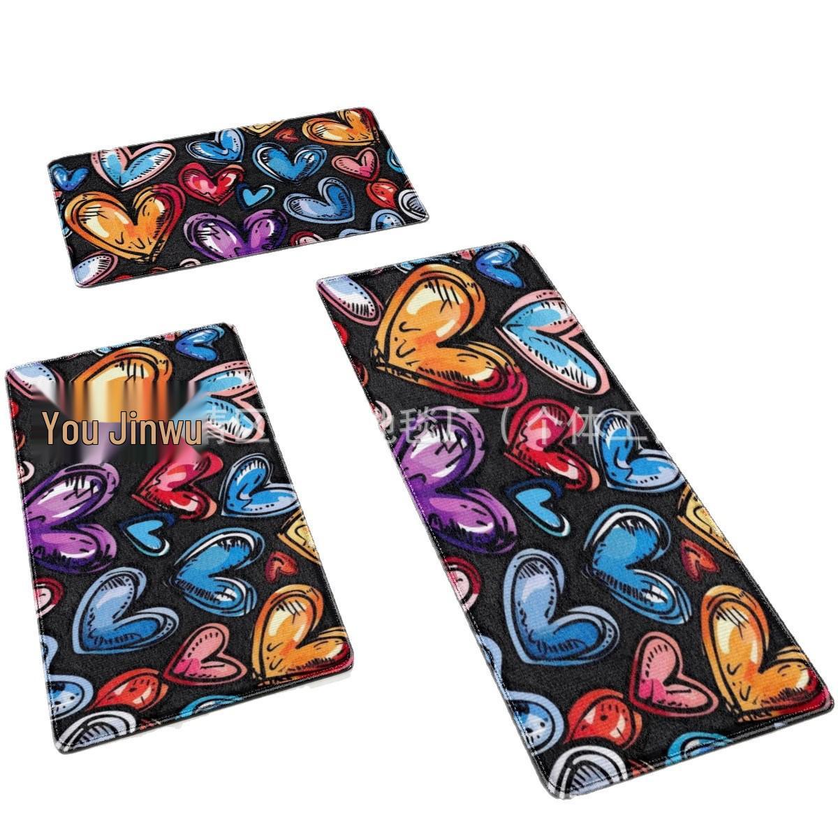 

Valentine s Stain-Resistant Washable Kitchen Floor Mat Set - 3 Piece Decorative 40*60cm [Flannel]