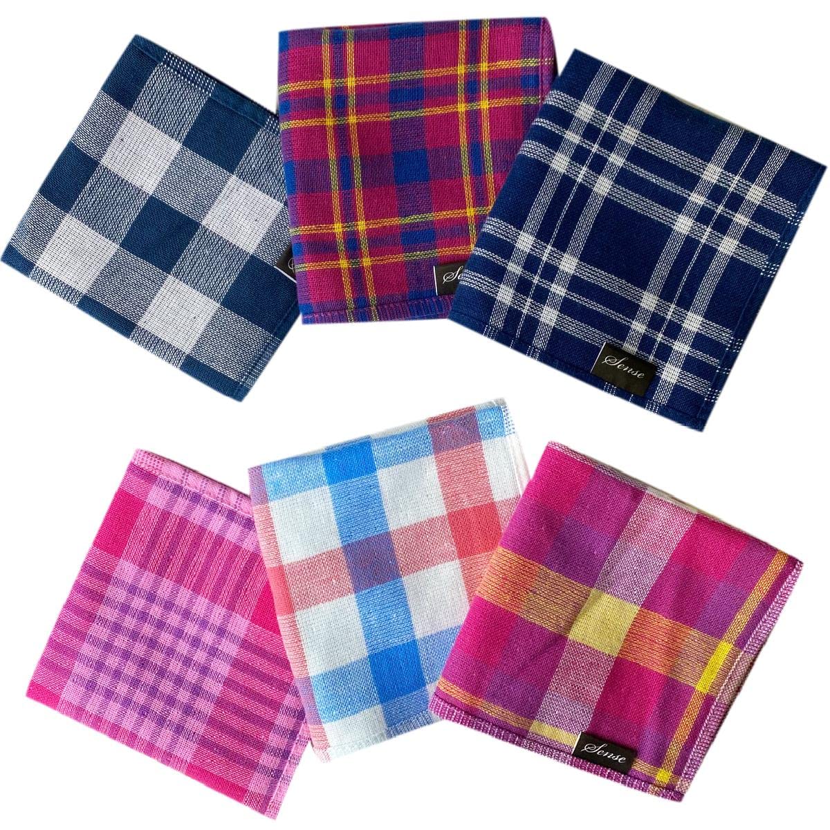 

Hagiwara Towels Gauze Pile Checkered Towel Set & Handkerchiefs, 6-Piece (garze-th-6p)