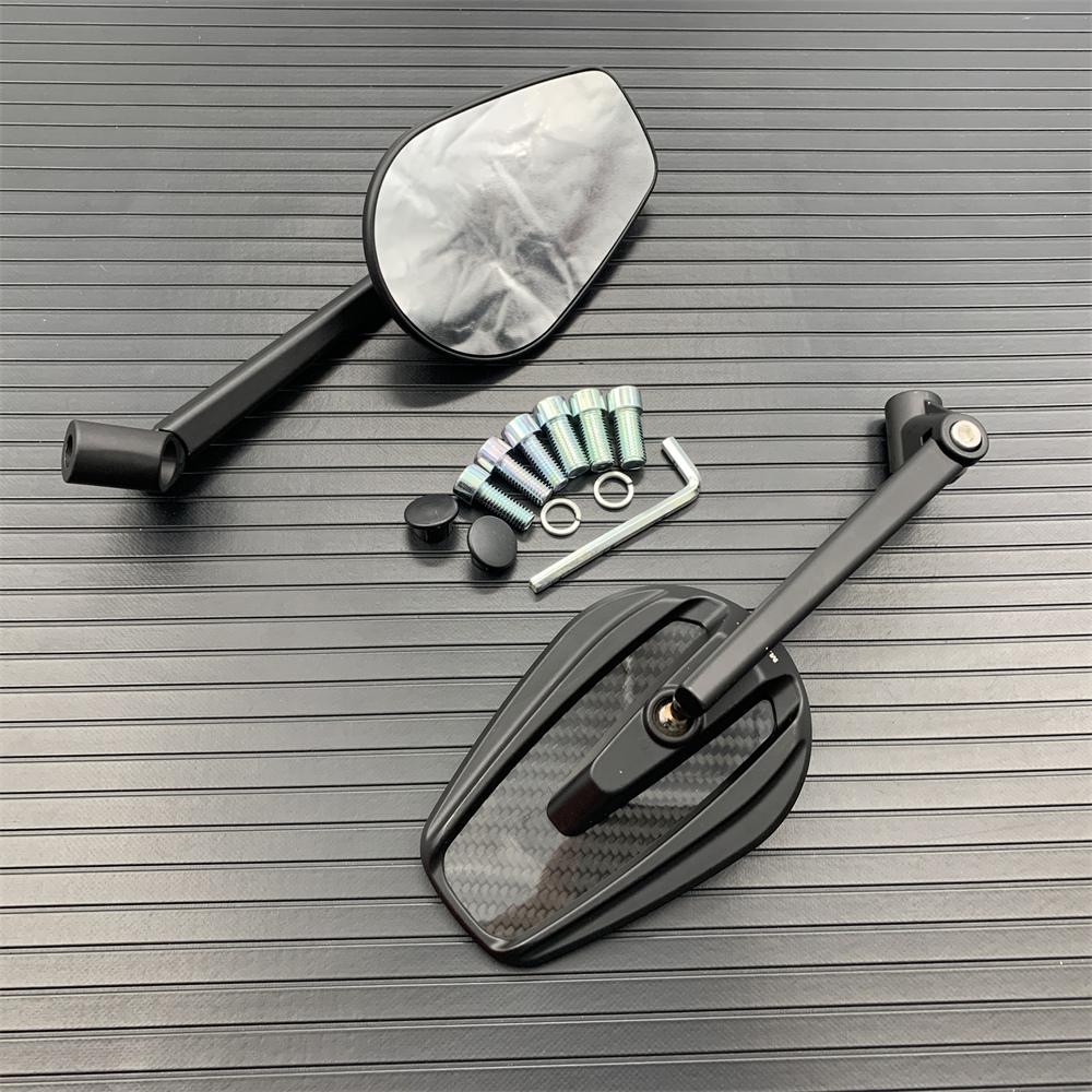 1 Pair Universal Motorcycle Black True Carbon Fiber Rear View Handle Side Rearview