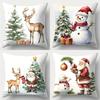 4pcs Set, Christmas Pillowcase, Christmas Tree, Snowman, Santa Claus Pillowcase, 17.7"*17.7", Single-sided Print, Christmas Deco