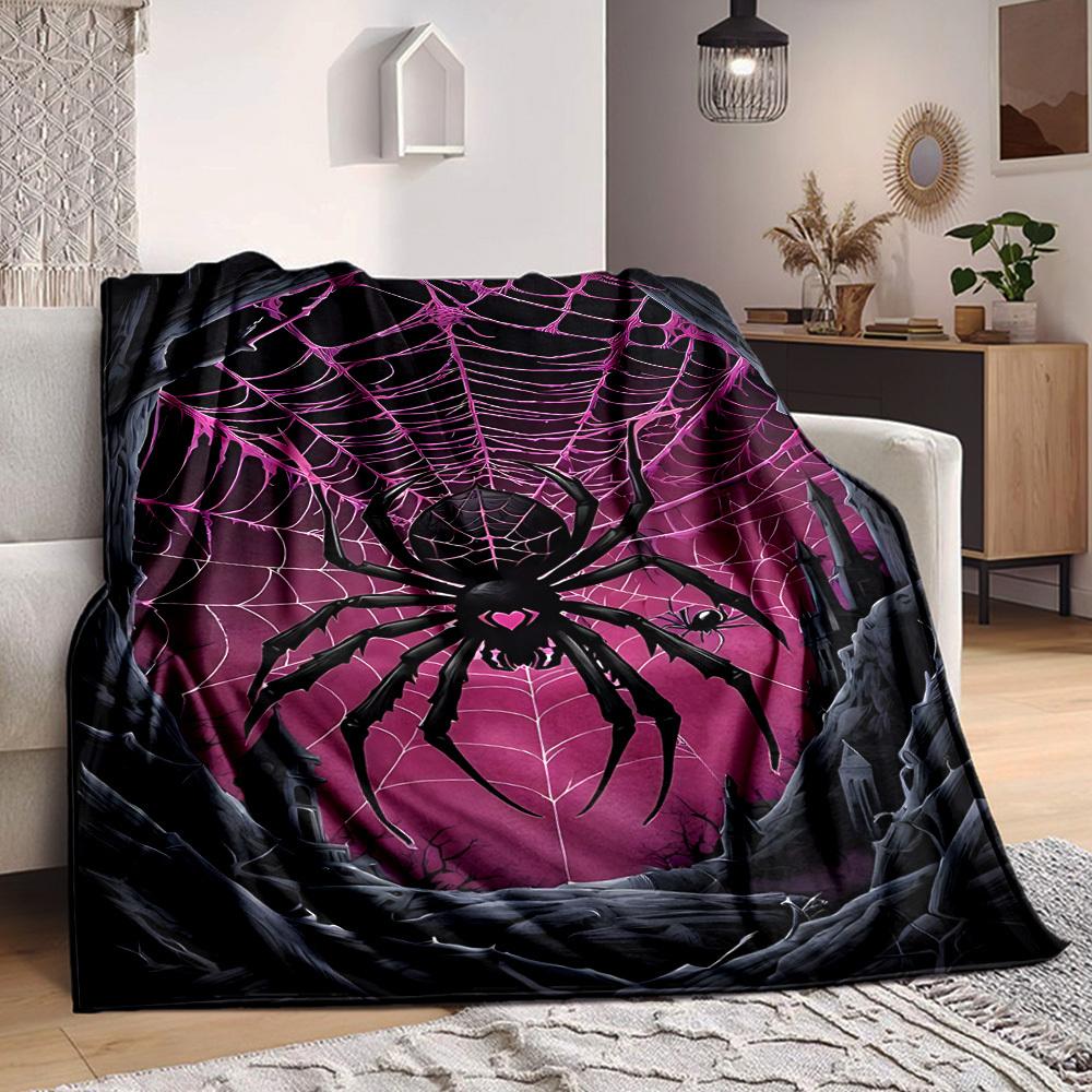 1pc Spider Web Blanket Lightweight Flannel Blanket Throw Blanket For Sofa, Bed, Travel, Camping yy2509026172