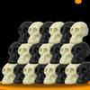 100PCS Mini Scary Skull Heads Statue Luminous Plastic Halloween Skull Miniature Figurine Pranky Prop Micro Landscape