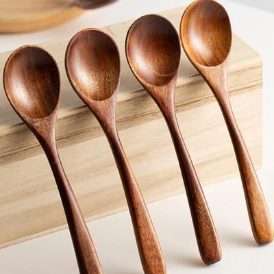 1/10 Adet Ahşap Çorba Kaşığı Uzun Saplı Kahve Süt Çay Kaşığı Şeker Baharat Çeşni Kepçeleri Mutfak Sofra Takımı Aletleri Ahşap Kaşık