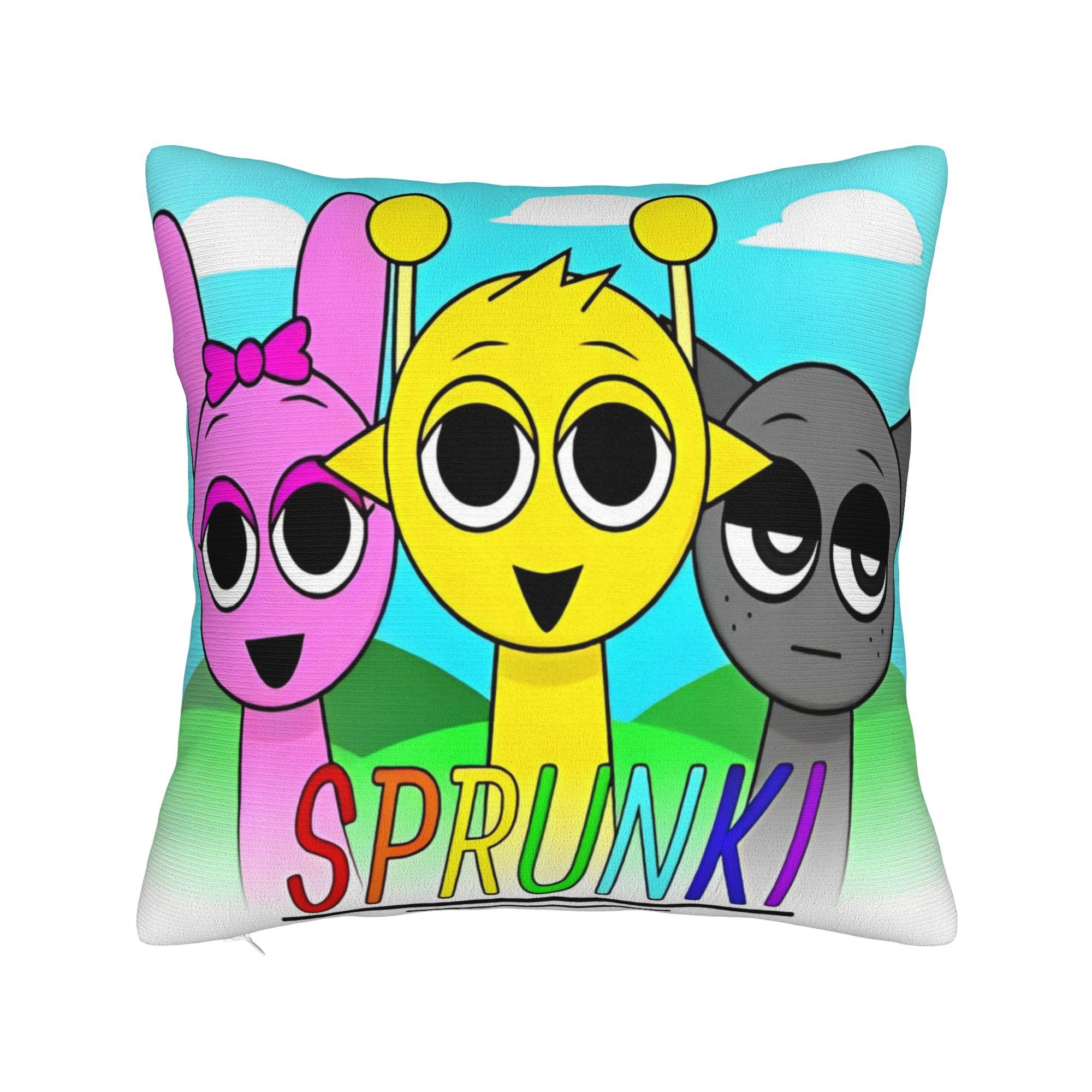 

Sprunki Wenda Oren Funbot Square Pillow Case Beats Game Cushion Cover Funny Zipper Decor Pillowcover for Car 18 12x12Inch