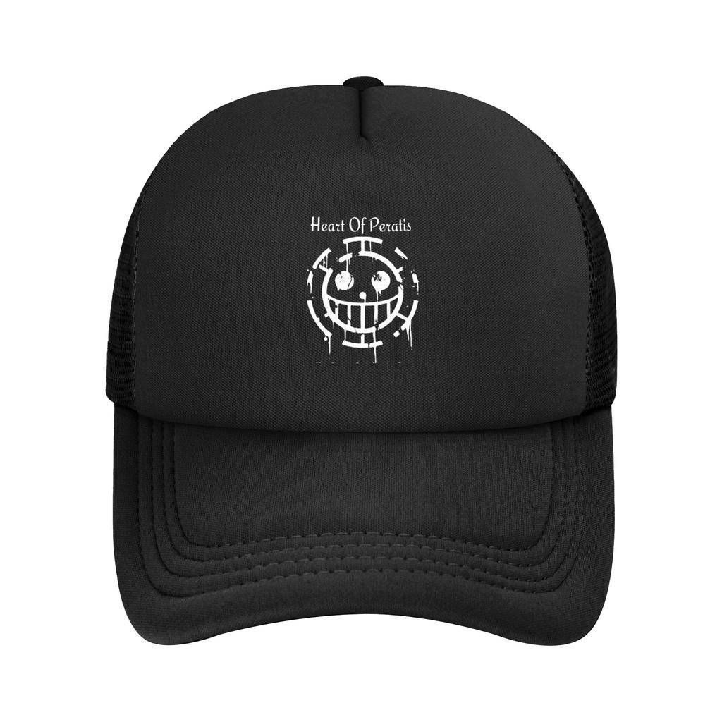 onepieces Trafalgar Law Logo Mesh Baseball Caps Unisex Women Outdoor Trucker Hat Surgeon of Death Adjustable Summer Sun Caps
