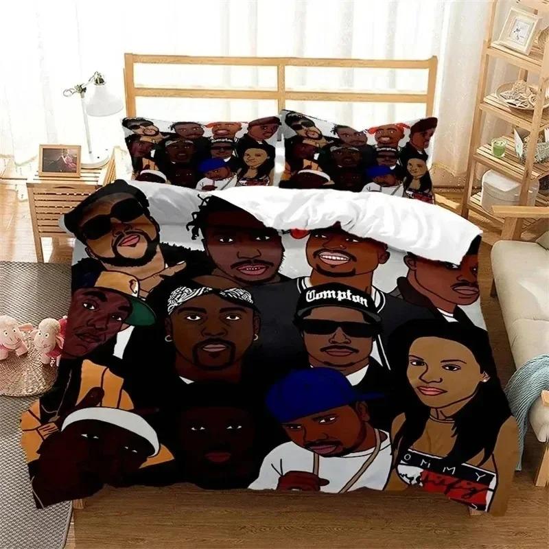 3D Hip Hop Rapper Bettwäsche-Set, Bettbezug Decke Bett-Set Steppdecke Kissenbezug, King Queen Twin Größe Jungen Mädchen Erwachsene