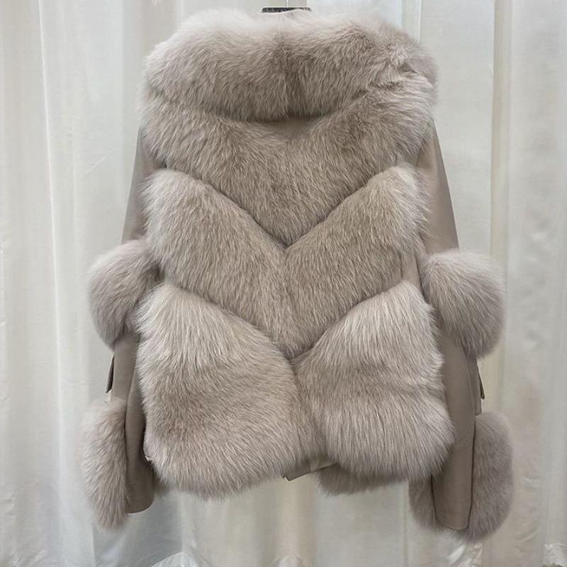 

Зимнее новое женское пальто из искусственного лисьего меха, утолщенный костюм-локомотив тока, топ XL хаки