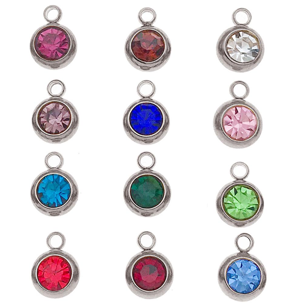 Gold Stainless Steel Zodiac Birthstone Jewelry: Necklace, Bracelet, Pendant with Colored Diamond Accents