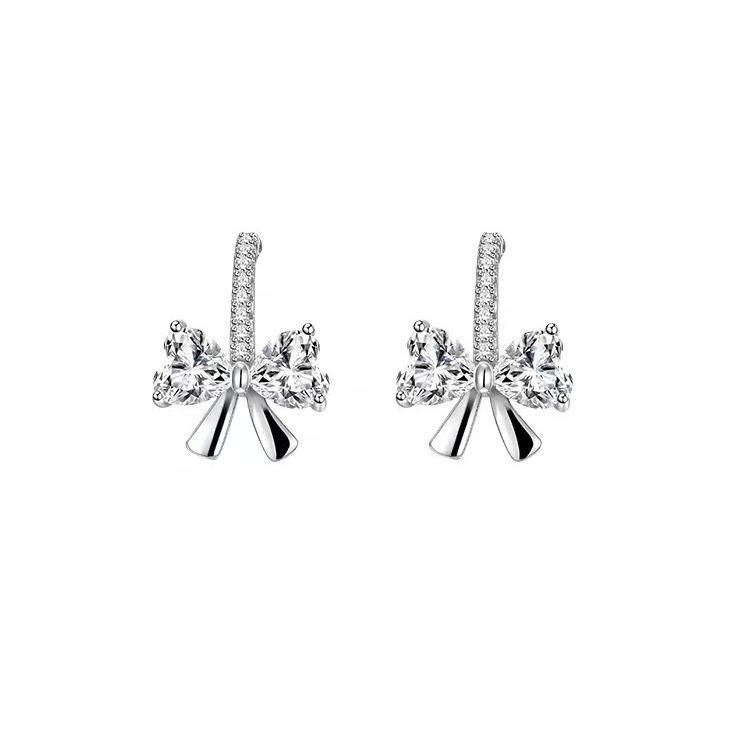 Letní kolekce 2024: Dámské vysoce kvalitní náušnice s mašlí ze sterlingového stříbra 925