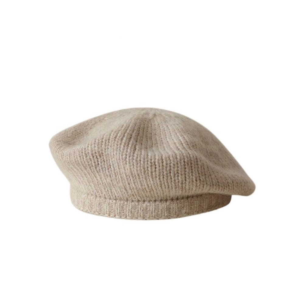 Solid Color Knitted Beret Hat Mohair Knitted Octagonal Cap Newsboy Cap Wool Painter Hat  Streetwear