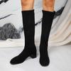 Autumn and Winter New Large Size Women's Boots Round Head Suede Fashion Thick Heel Boots High Boots