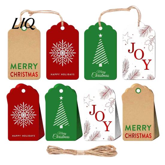DIY Gift Tags for Christmas 48 Pcs Merry Paper with Rope, Vintage Seasonal Festive Goodie Bags Hanging Labels Wrapping, Crafts, Holiday Party