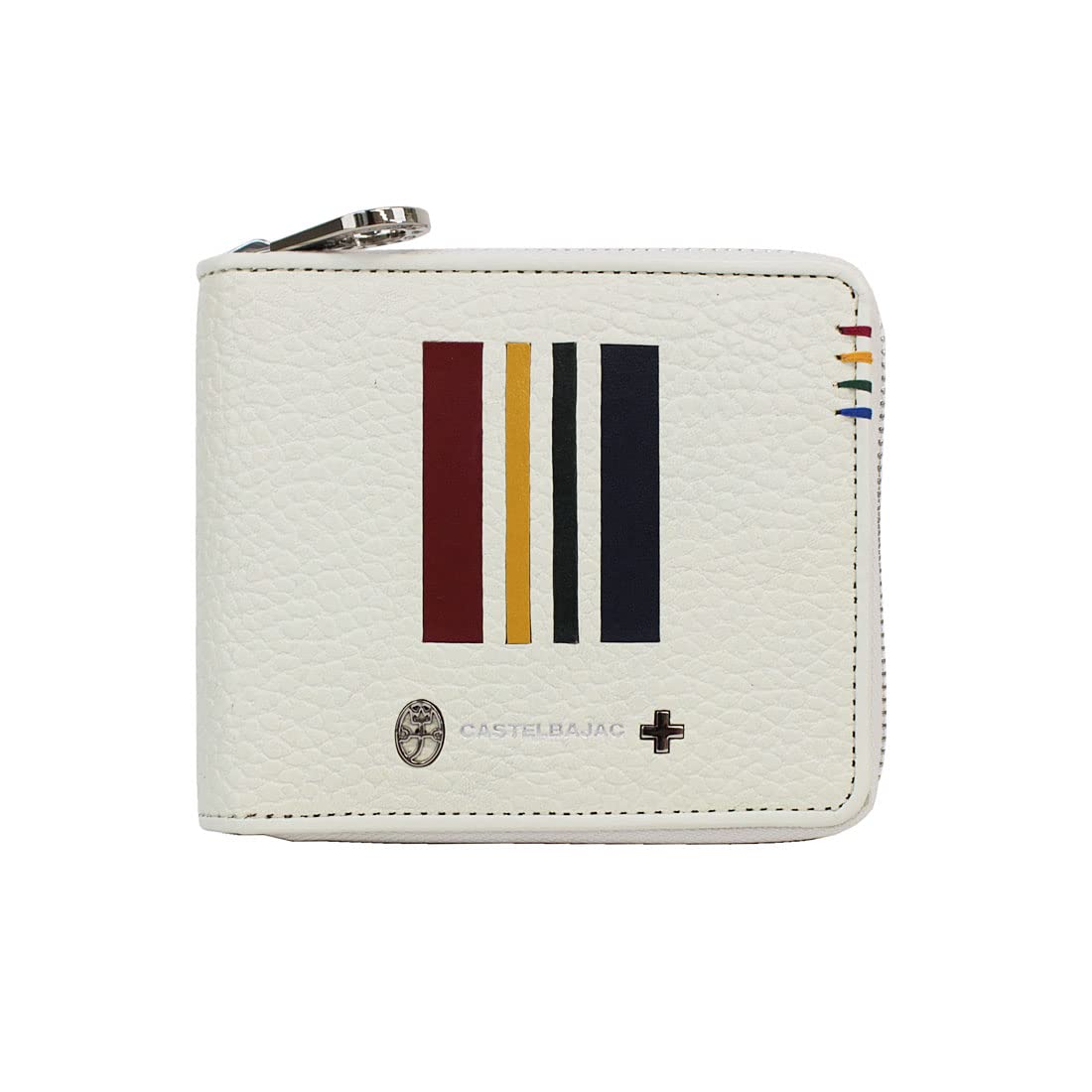 

Castelbajac Quattro 058624 Round Zipper Bifold Wallet with Coin Purse, White