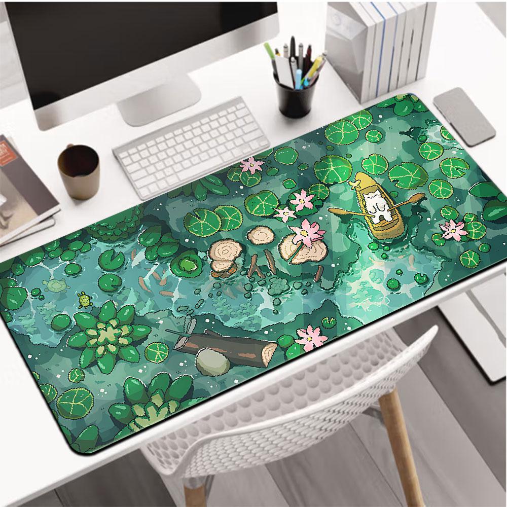 Green Computer Mouse Pad Snooze Pond Large Extended Gaming Mouse Pad NonSlip Desk Pad Mat