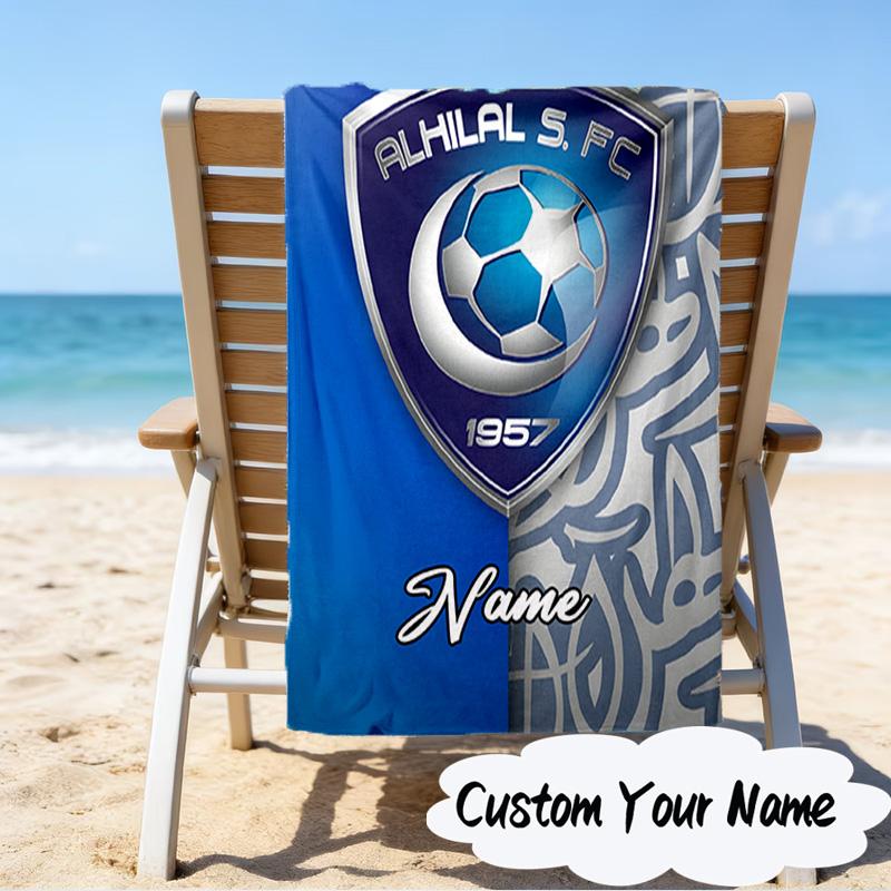 Custom Name Al FC Crest Microfiber Beach Towel Super Soft & Absorbent for Bath, Beach, Travel Bath Time Accessory, Fan Gifts