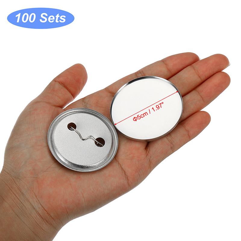 100/200pcs Blank Badge Pin Button Maker Parts Metal DIY Button Material Supplies Reflective Back for Button Maker Machine Round