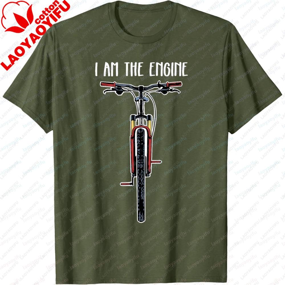 Fashion Unisex TShirt Funny Bicycle I Am The Engine Print Summer Short Sleeve Casual Tee Creative Cycling Lover Gift Comfort Tops S