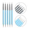 5Pcs 2 Way Nail Art Acrylic Silicone Point Flower Nail Pen Stainless Steel Dotting Tools Marbleizing Painting Pens