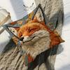 Pillow case, 2D fox embroidery, realistic design, cozy