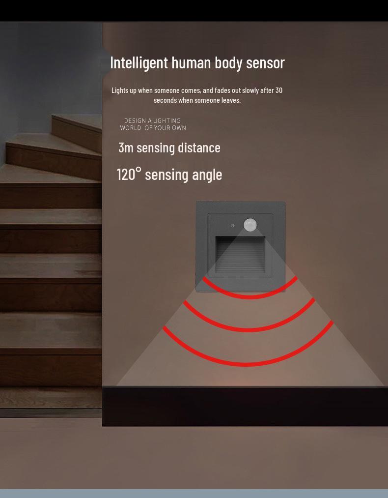 Outdoor LED Motion Sensor Step Light, Waterproof Recessed Aluminum Plinth Light