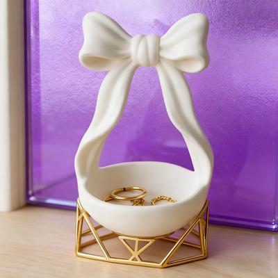 Vassoio Portagioie a Fiocco Decorativo Nodo a Fiocco Portachiavi Vassoio Portagioie in Resina Porta Anelli Orecchini Vassoio Portoggetti Regalo per Mamma Amica Moglie Sorella