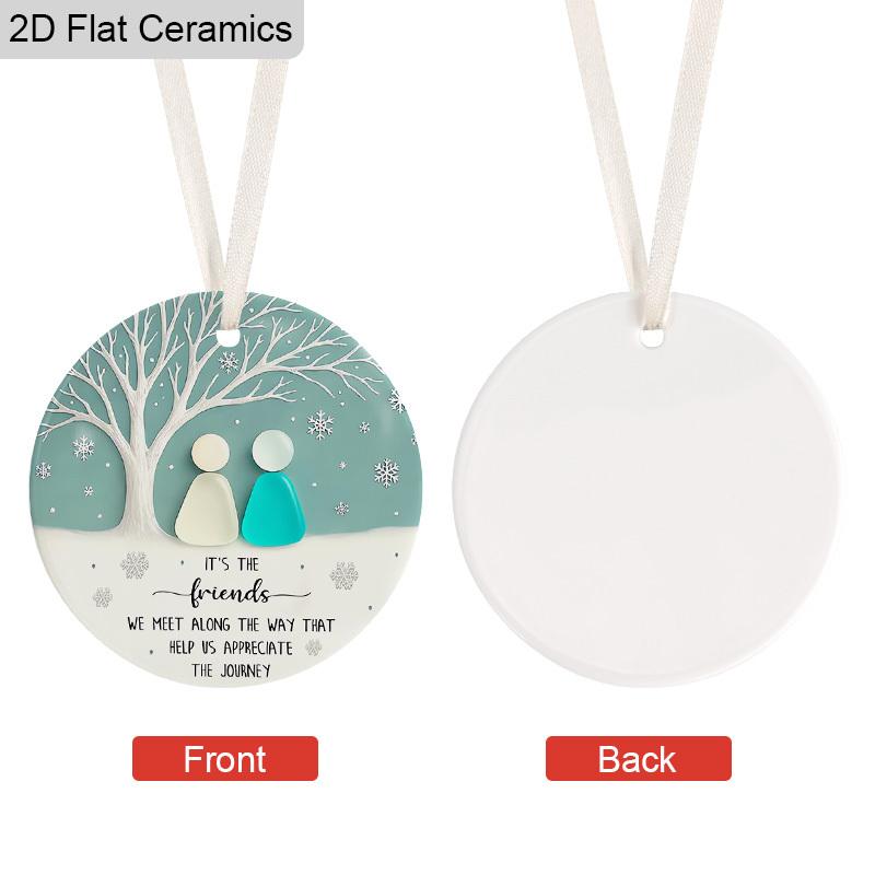 Freundschaft Keramik Anhänger Schmuckstück, Elfenbeinfarbene Kordel Design mit Schachtel, Andenken für beste Freunde, Weihnachtsbaum Dekoration, Ideales Weihnachtsgeschenk Geburtstagsgeschenk