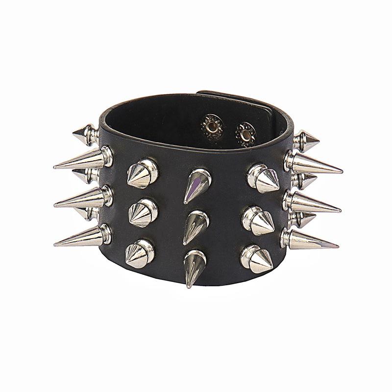 Punk Bracelets PU Leather Studded Bracelet Adjustable Goth Cuff Bracelet Gothic Rivet Buckle Wristband for Men Women Emo Jewelry
