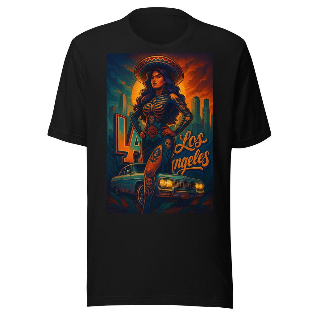 Los Angeles Chicana — Urban Art with Lowrider and Latina Power Style Unisex T-shirt
