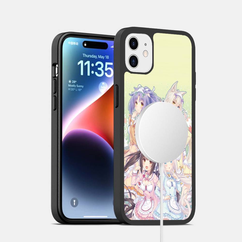 N-NekoparaS Anime cute For Magsafe Case for iPhone 17 16 Pro Max 15 14 Plus 13 12 11 Wireless Charging Phone Cover