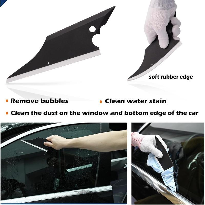 7PCS Car Glass Window Tint Tools - Protective Film Wrap Set Included Scraper, Window Rubber Squeegee,Cutting Knife with Blades