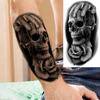 1 Sheet Lion Wolf Skeleton Nun Tiger Black Temporary Tattoos For Men Adult Leg Arm Compass Flower Fake Tattoo Sticker Waterproof