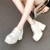 Women Platform Square Heels Leather  Lace-up Oxford Women Party Role Play Uniform Dress Shoes Woman Fashion High Heels