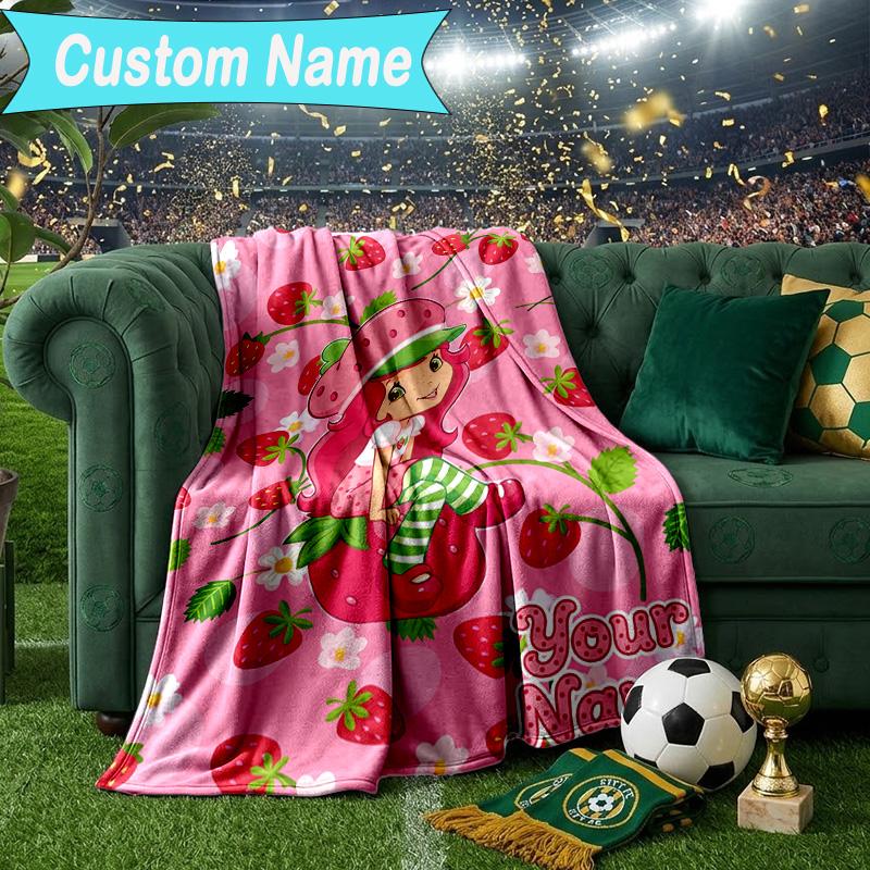 Custom Name Blanket Straw-berry Blanket Bedding Blanket for Travel, Camping, Living Rooms, Offices, Sofas, Fan Christmas gift